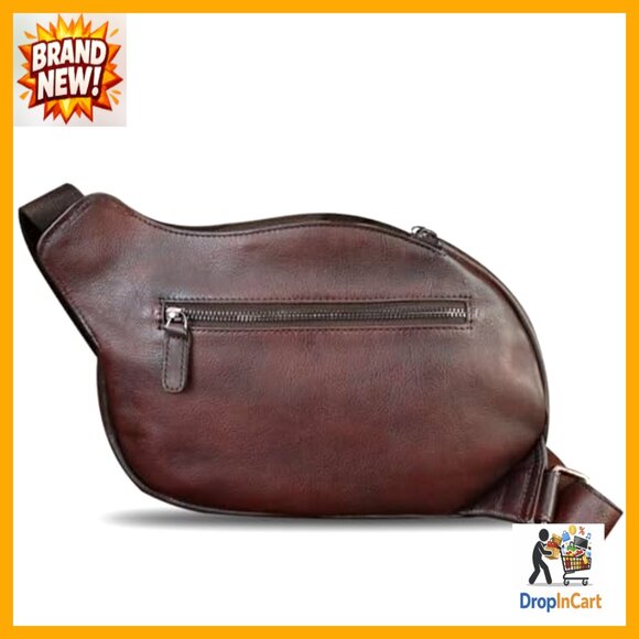 Vintage Genuine Leather Sling Backpack Crossbody Daypack Adjustable Strap